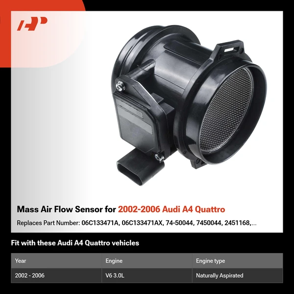 Mass Air Flow Sensor for 2002-2006 Audi A4 Quattro