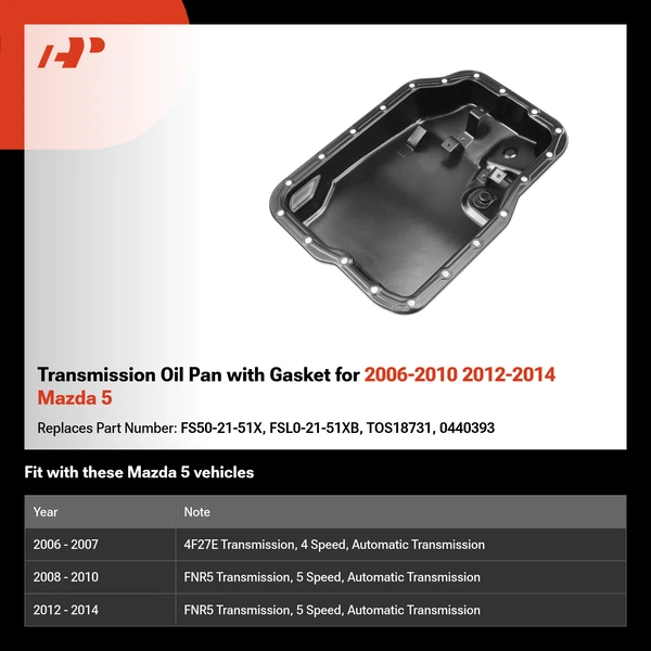 Transmission Oil Pan with Gasket for 2006-2010 2012-2014 Mazda 5