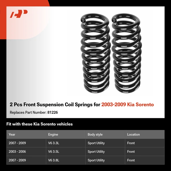 2 Pcs Front Suspension Coil Springs for 2003-2009 Kia Sorento