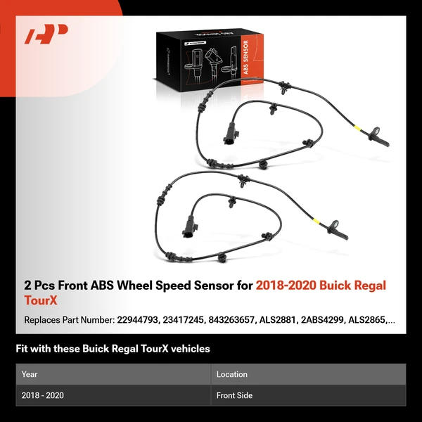 2 Pcs Front ABS Wheel Speed Sensor for 2018-2020 Buick Regal TourX