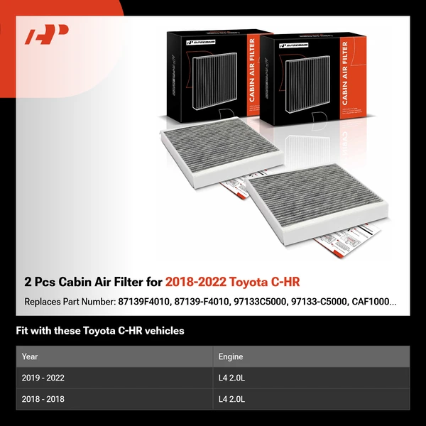 2 Pcs Cabin Air Filter for 2018-2022 Toyota C-HR