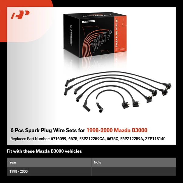 6 Pcs Spark Plug Wire Sets for 1998-2000 Mazda B3000