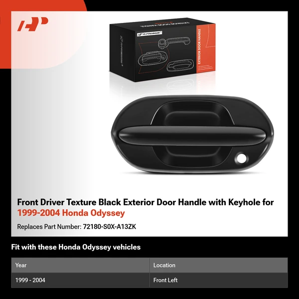 Front Driver Texture Black Exterior Door Handle with Keyhole for 1999-2004 Honda Odyssey