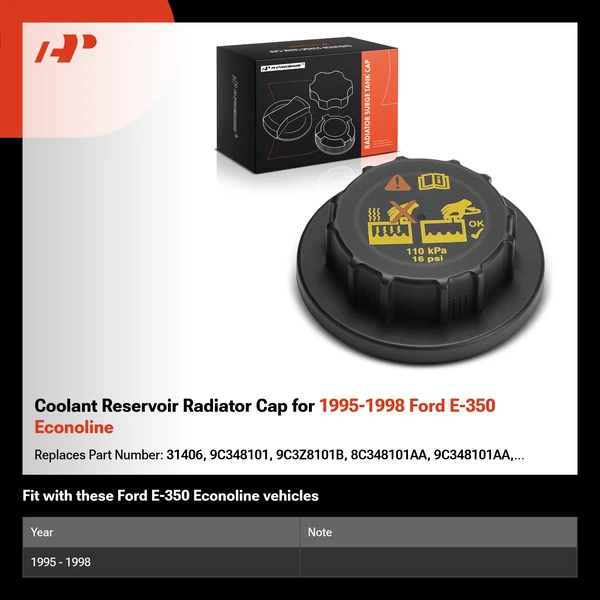 Coolant Reservoir Radiator Cap for 1995-1998 Ford E-350 Econoline