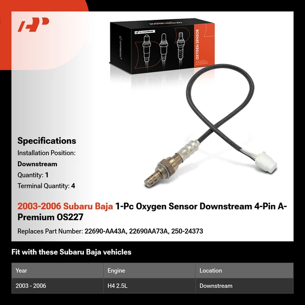 2003-2006 Subaru Baja 1-Pc Oxygen Sensor Downstream 4-Pin A-Premium OS227