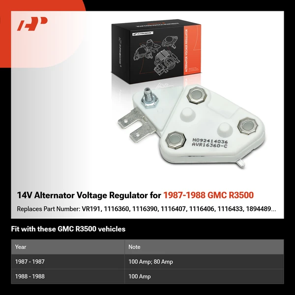 14V Alternator Voltage Regulator for 1987-1988 GMC R3500