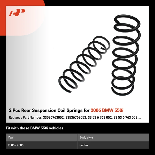 2 Pcs Rear Suspension Coil Springs for 2006 BMW 550i
