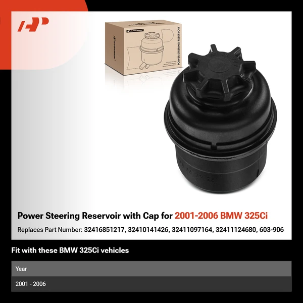 Power Steering Reservoir with Cap for 2001-2006 BMW 325Ci