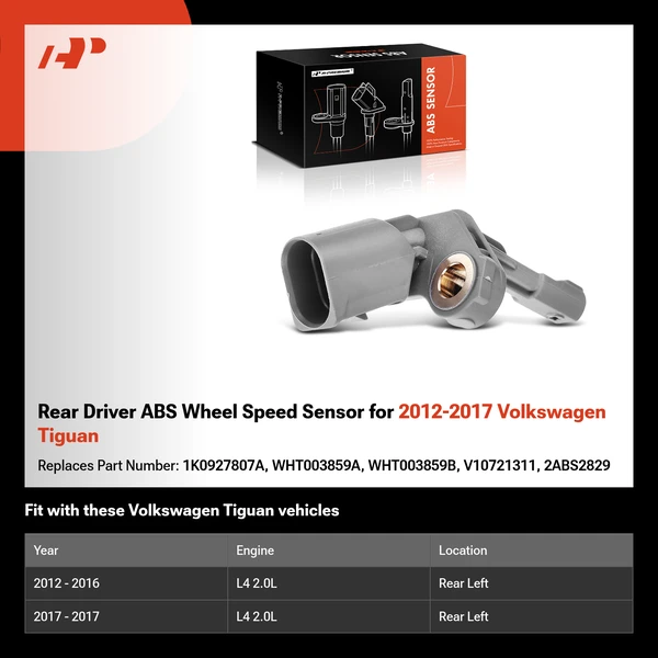 Rear Driver ABS Wheel Speed Sensor for 2012-2017 Volkswagen Tiguan