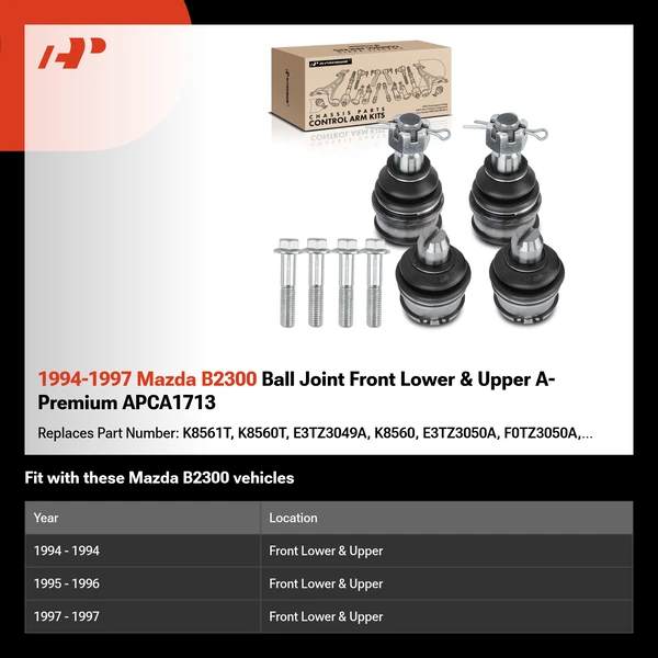 1994-1997 Mazda B2300 Ball Joint Front Lower & Upper A-Premium APCA1713