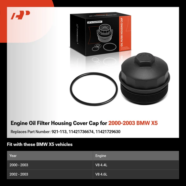 Engine Oil Filter Housing Cover Cap for 2000-2003 BMW X5