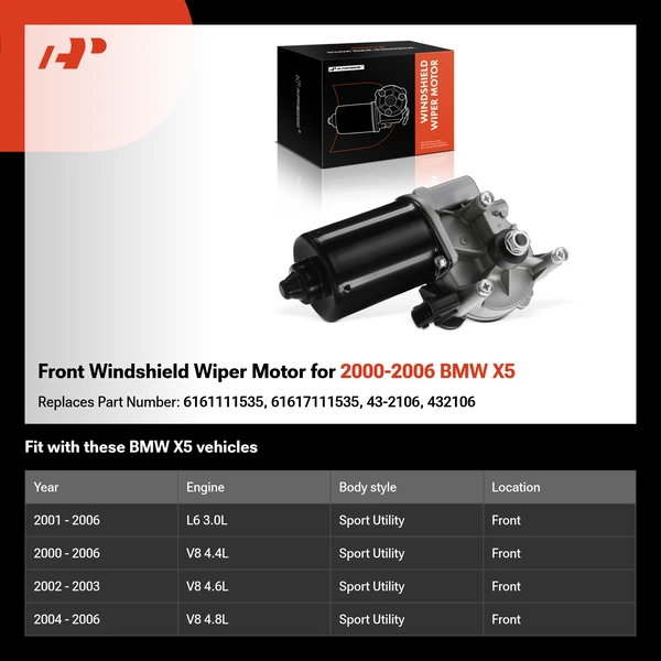 Front Windshield Wiper Motor for 2000-2006 BMW X5
