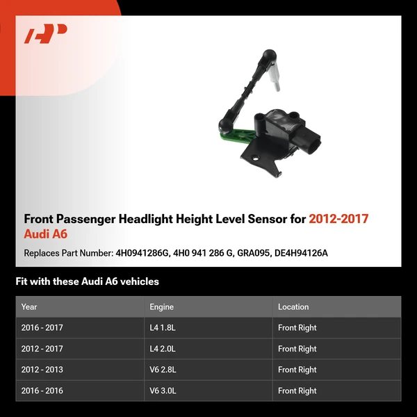 Front Passenger Headlight Height Level Sensor for 2012-2017 Audi A6