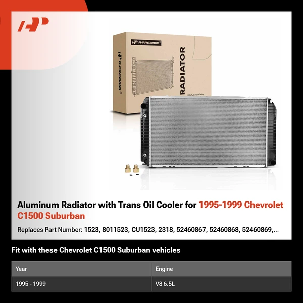 Aluminum Radiator with Trans Oil Cooler for 1995-1999 Chevrolet C1500 Suburban