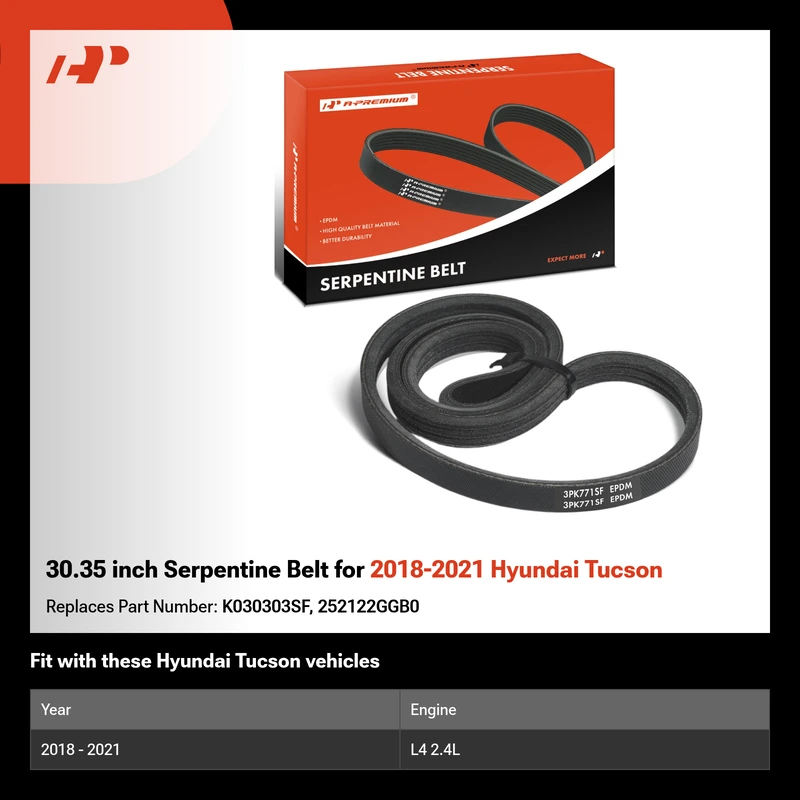 30.35 inch Serpentine Belt for 2018-2021 Hyundai Tucson