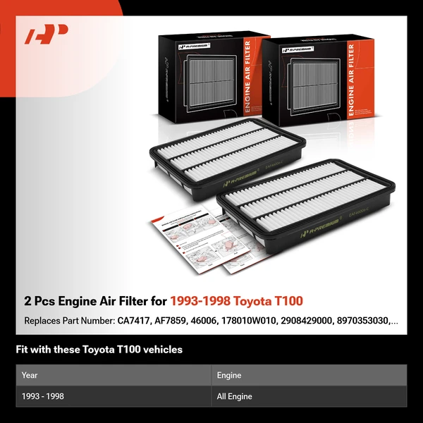2 Pcs Engine Air Filter for 1993-1998 Toyota T100