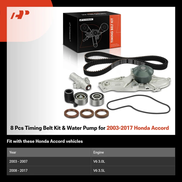 8 Pcs Timing Belt Kit & Water Pump for 2003-2017 Honda Accord