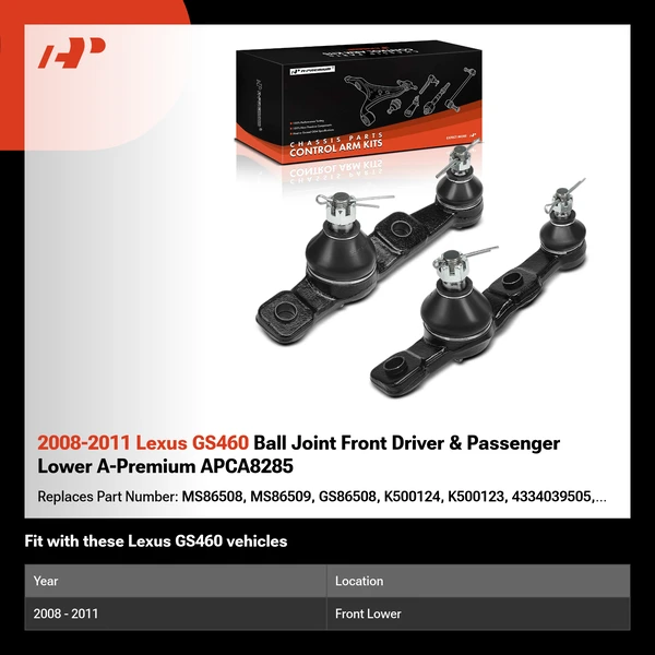 2008-2011 Lexus GS460 Ball Joint Front Driver & Passenger Lower A-Premium APCA8285