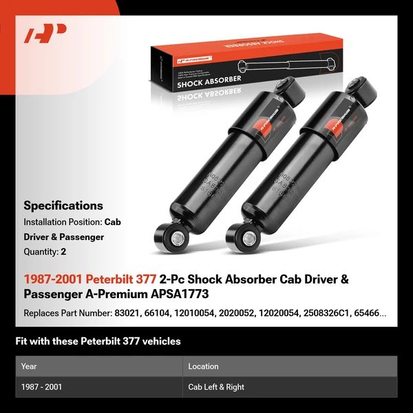 1987-2001 Peterbilt 377 2-Pc Shock Absorber Cab Driver & Passenger A-Premium APSA1773