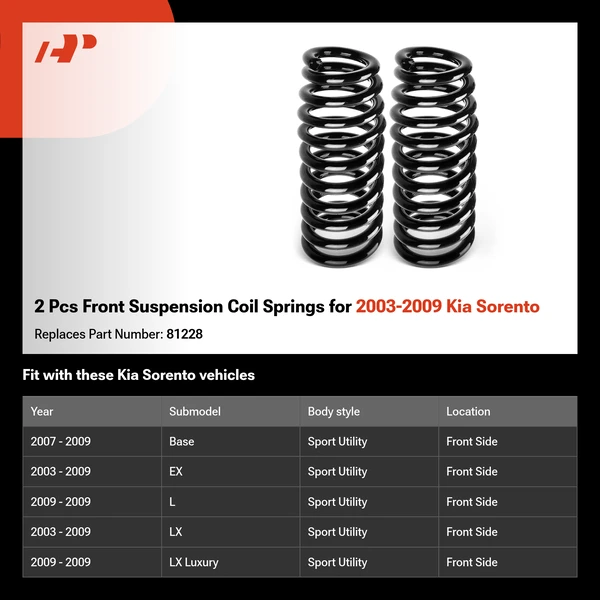 2 Pcs Front Suspension Coil Springs for 2003-2009 Kia Sorento