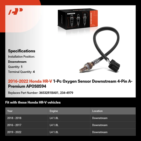 2016-2022 Honda HR-V 1-Pc Oxygen Sensor Downstream 4-Pin A-Premium APOS0594