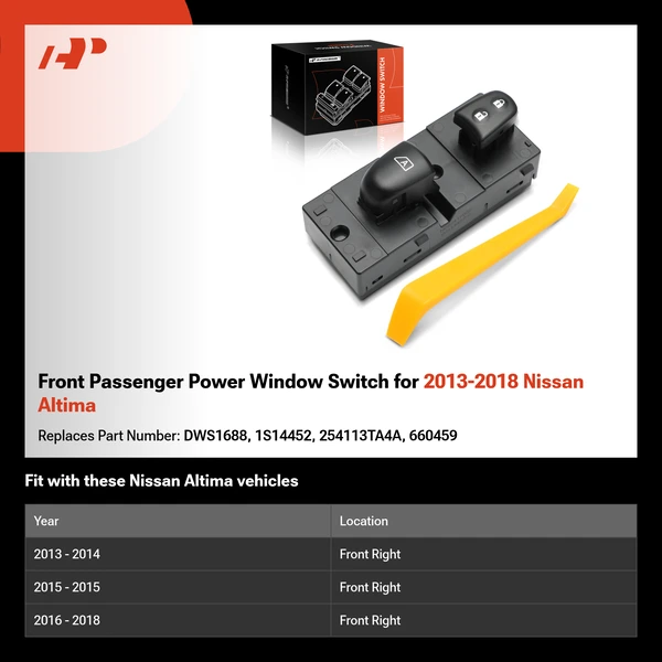 Front Passenger Power Window Switch for 2013-2018 Nissan Altima