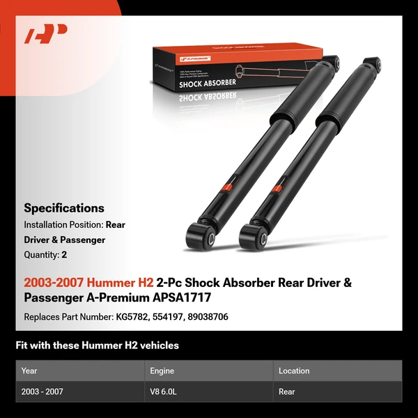 2003-2007 Hummer H2 2-Pc Shock Absorber Rear Driver & Passenger A-Premium APSA1717