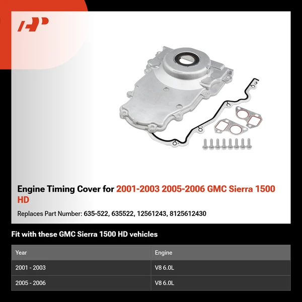 Engine Timing Cover for 2001-2003 2005-2006 GMC Sierra 1500 HD