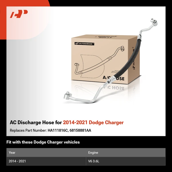 AC Discharge Hose for 2014-2021 Dodge Charger