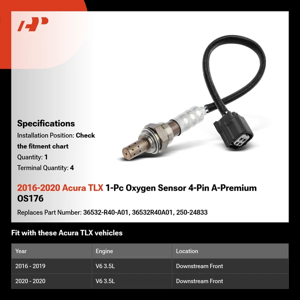 2016-2020 Acura TLX 1-Pc Oxygen Sensor 4-Pin A-Premium OS176