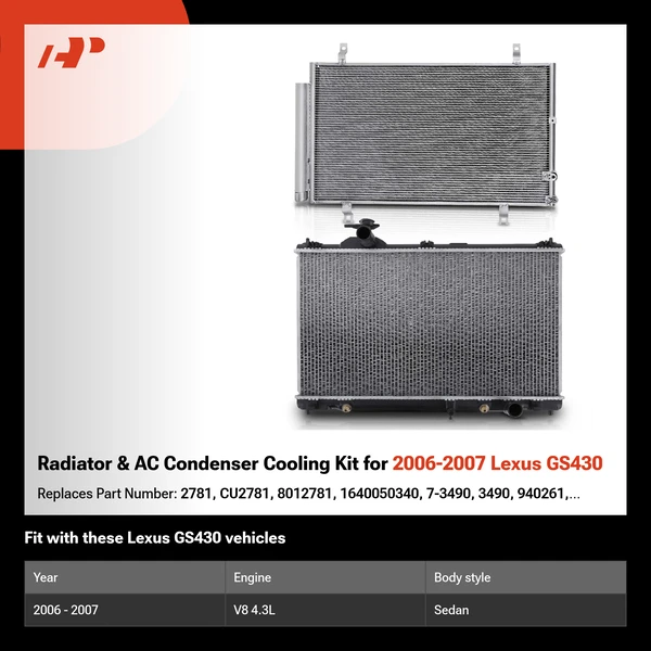 Radiator & AC Condenser Cooling Kit for 2006-2007 Lexus GS430