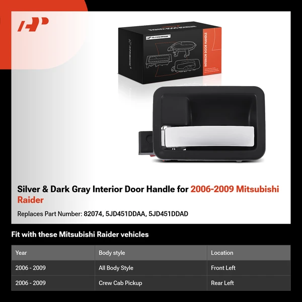Silver & Dark Gray Interior Door Handle for 2006-2009 Mitsubishi Raider
