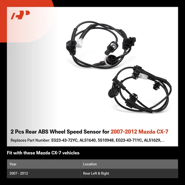 2 Pcs Rear ABS Wheel Speed Sensor for 2007-2012 Mazda CX-7
