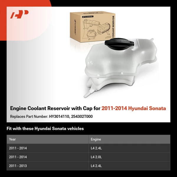 Engine Coolant Reservoir with Cap for 2011-2014 Hyundai Sonata