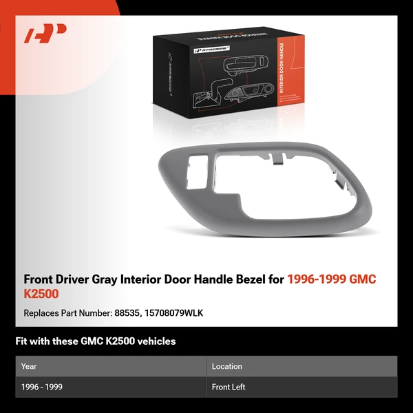 Front Driver Gray Interior Door Handle Bezel for 1996-1999 GMC K2500