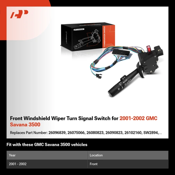 Front Windshield Wiper Turn Signal Switch for 2001-2002 GMC Savana 3500