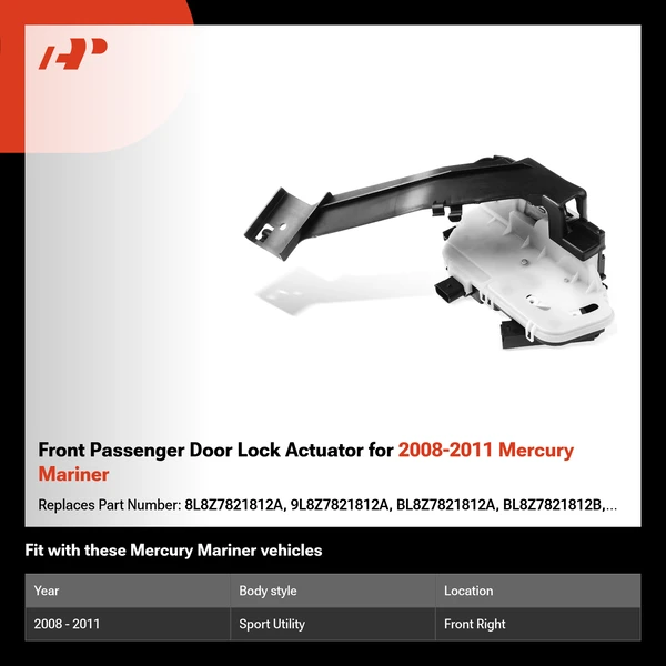 Front Passenger Door Lock Actuator for 2008-2011 Mercury Mariner