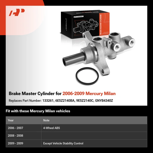 Brake Master Cylinder for 2006-2009 Mercury Milan
