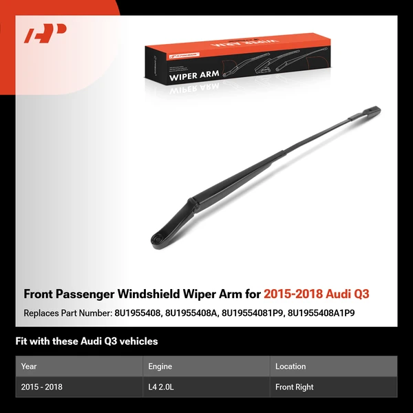 Front Passenger Windshield Wiper Arm for 2015-2018 Audi Q3