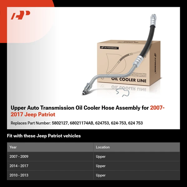 Upper Auto Transmission Oil Cooler Hose Assembly for 2007-2017 Jeep Patriot