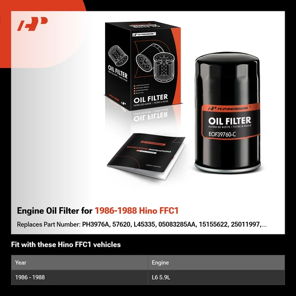 Engine Oil Filter for 1986-1988 Hino FFC1