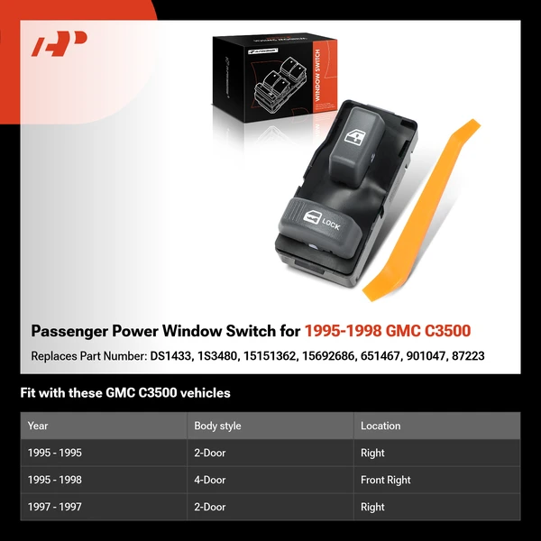 Passenger Power Window Switch for 1995-1998 GMC C3500