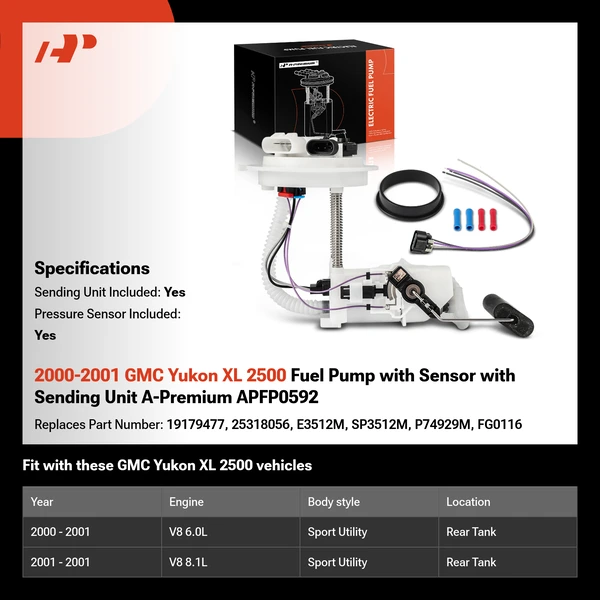 2000-2001 GMC Yukon XL 2500 Fuel Pump with Sensor with Sending Unit A-Premium APFP0592