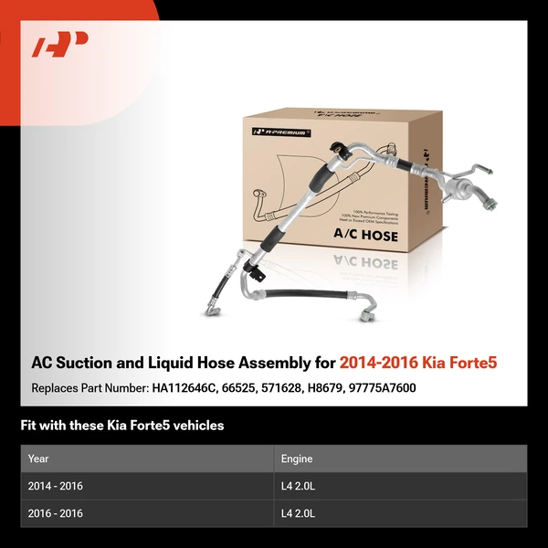 AC Suction and Liquid Hose Assembly for 2014-2016 Kia Forte5