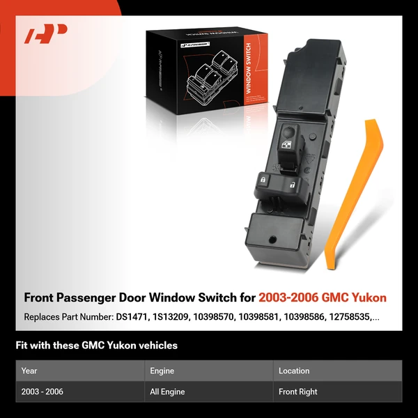 Front Passenger Door Window Switch for 2003-2006 GMC Yukon