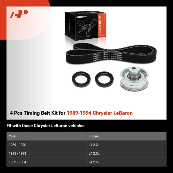 4 Pcs Timing Belt Kit for 1989-1994 Chrysler LeBaron