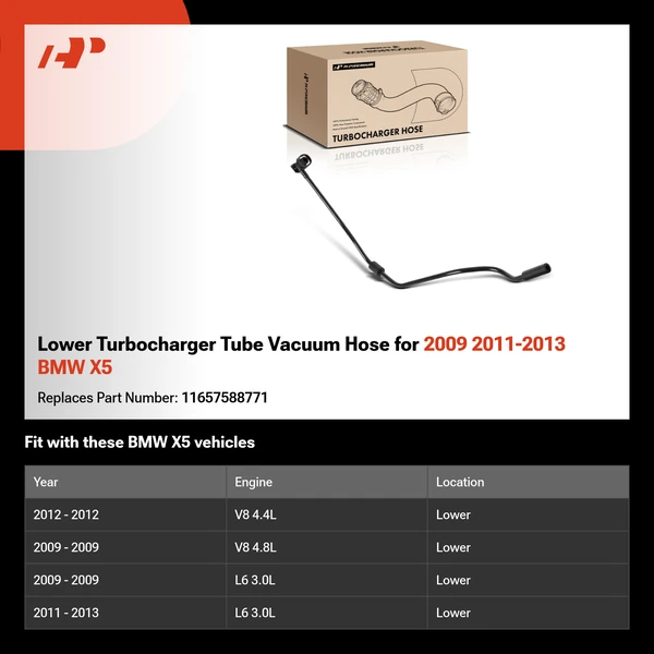 Lower Turbocharger Tube Vacuum Hose for 2009 2011-2013 BMW X5