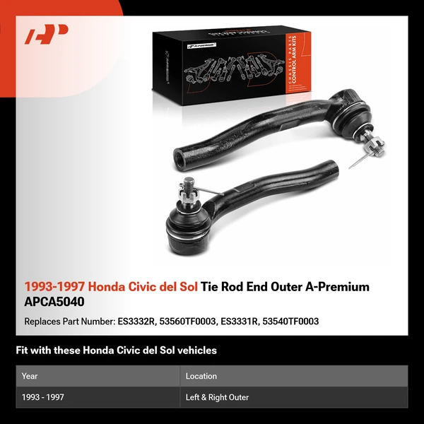 1993-1997 Honda Civic del Sol Tie Rod End Outer A-Premium APCA5040
