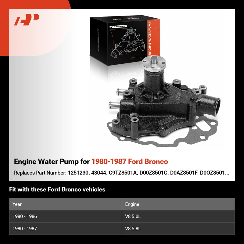 Engine Water Pump for 1980-1987 Ford Bronco