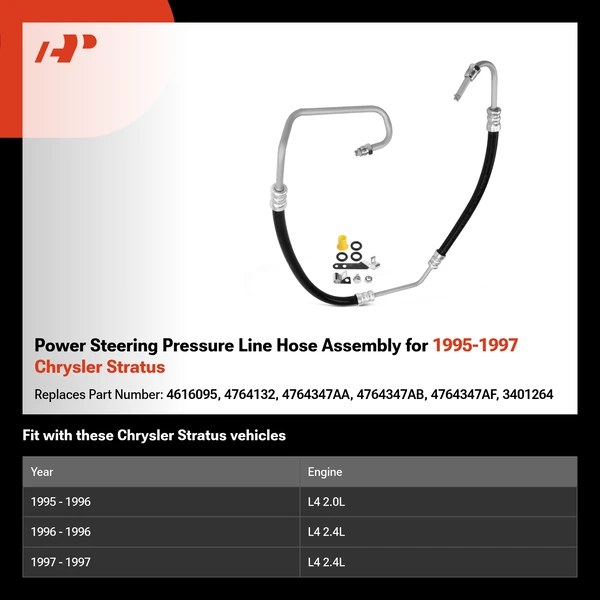 Power Steering Pressure Line Hose Assembly for 1995-1997 Chrysler Stratus